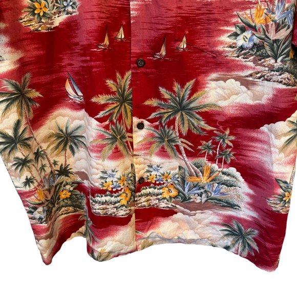 Vintage RJC Hawaiian Shirt Button Up Short Sleeve Magnum PI Palm Trees Floral - Picture 8 of 16